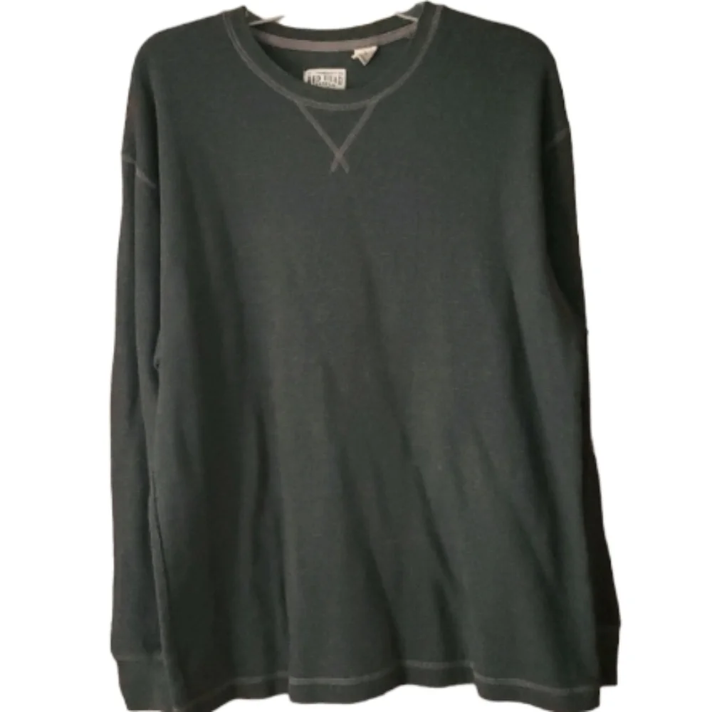 Red Head Brand Thermal Waffle Weave Long Sleeve‎ Forest Green Top Size Large
